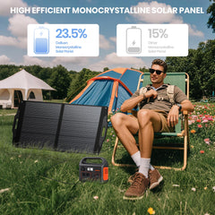 FlexSolar panel open on adjustable stands angled for optimal sun capture