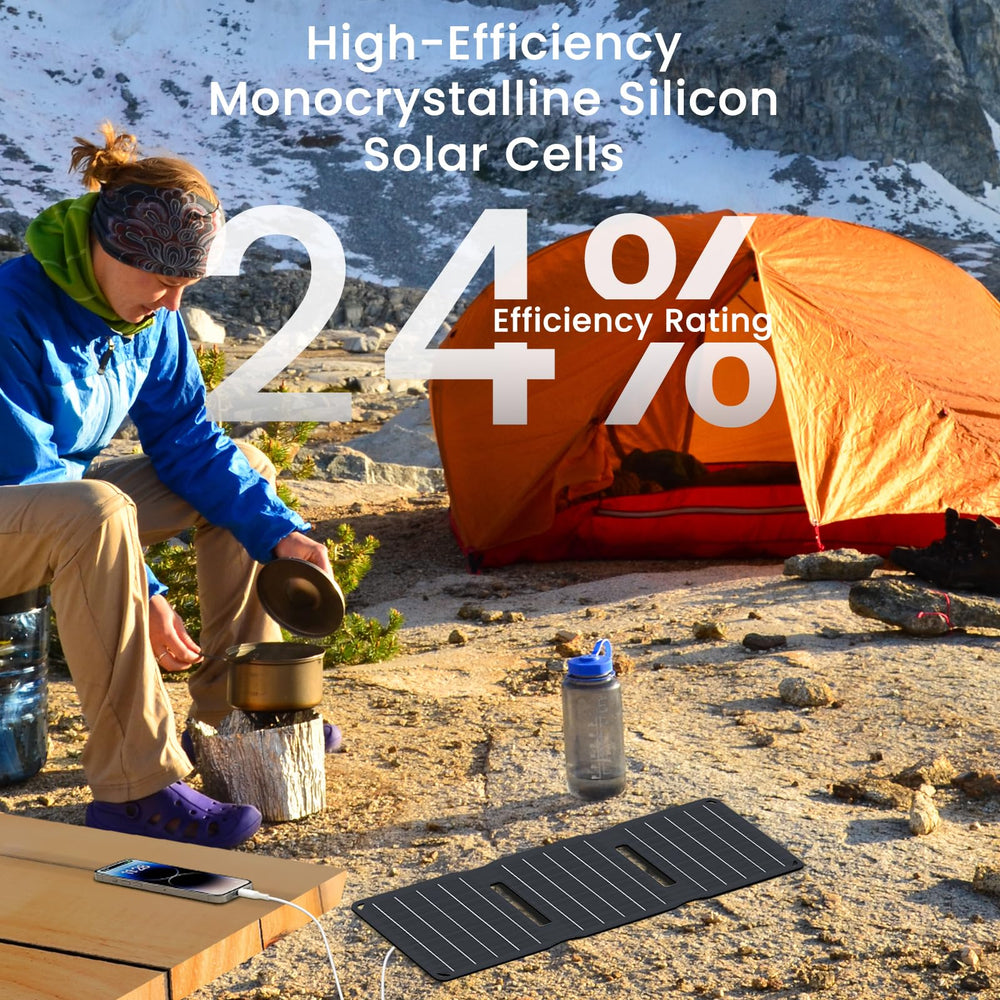 FlexSolar unfolded in sunlight converting solar energy quickly for charging benefit
