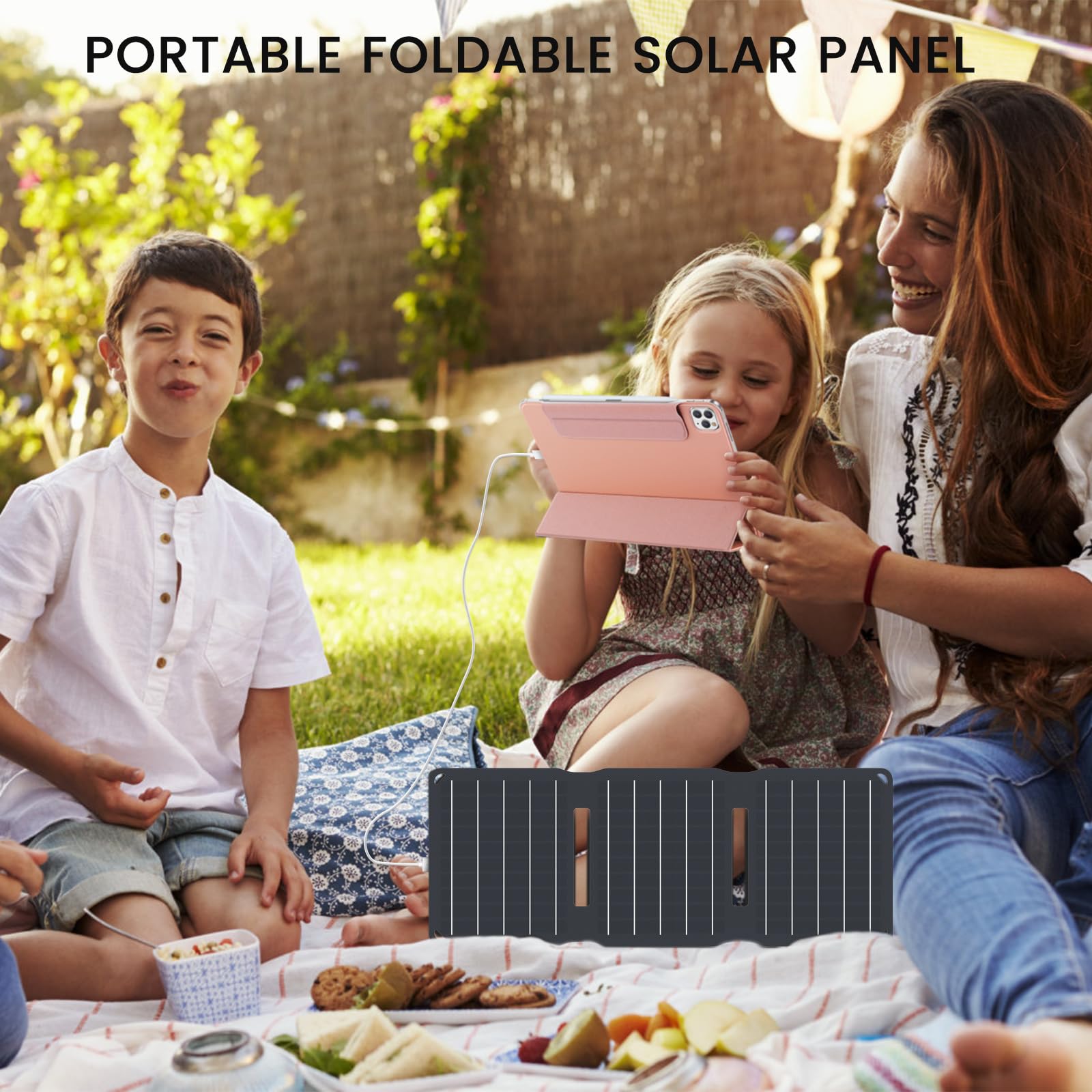 FlexSolar hung on backpack outdoors delivering reliable off-grid power benefit
