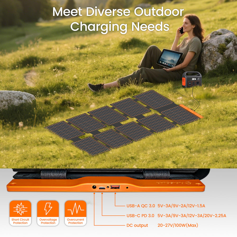 FlexSolar slim profile beside a hand showing thin, lightweight design