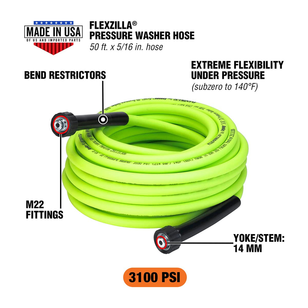 Flexzilla close-up of M22 fitting and non-kink bend restrictor offering reliable connections