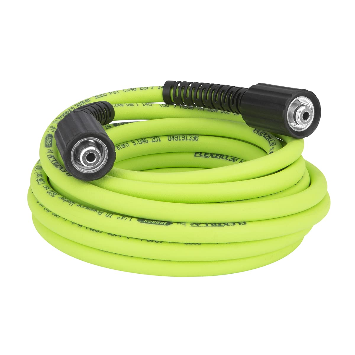 Flexzilla hose front view showing ZillaGreen color and model benefit