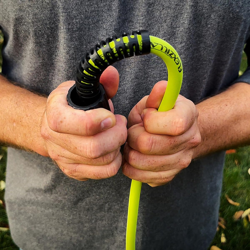 25 ft Flexzilla hose beside tape measure showing compact, manageable length