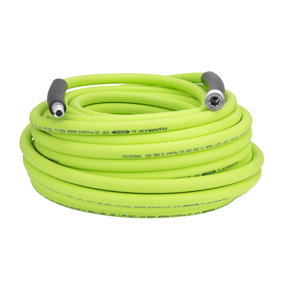Flexzilla pressure washer hose front packaging showing length and PSI benefit