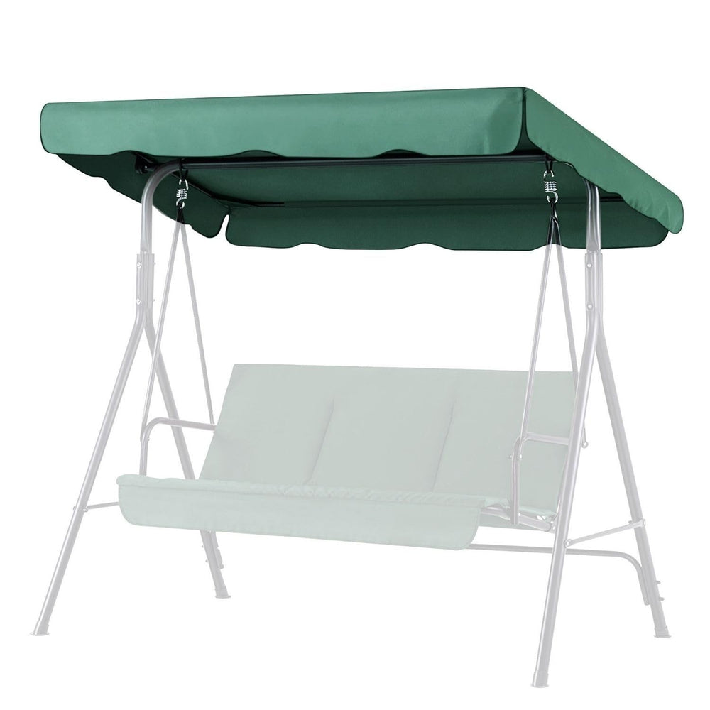 Flexzion front view of green 77x43 canopy showing full coverage and renewed appearance