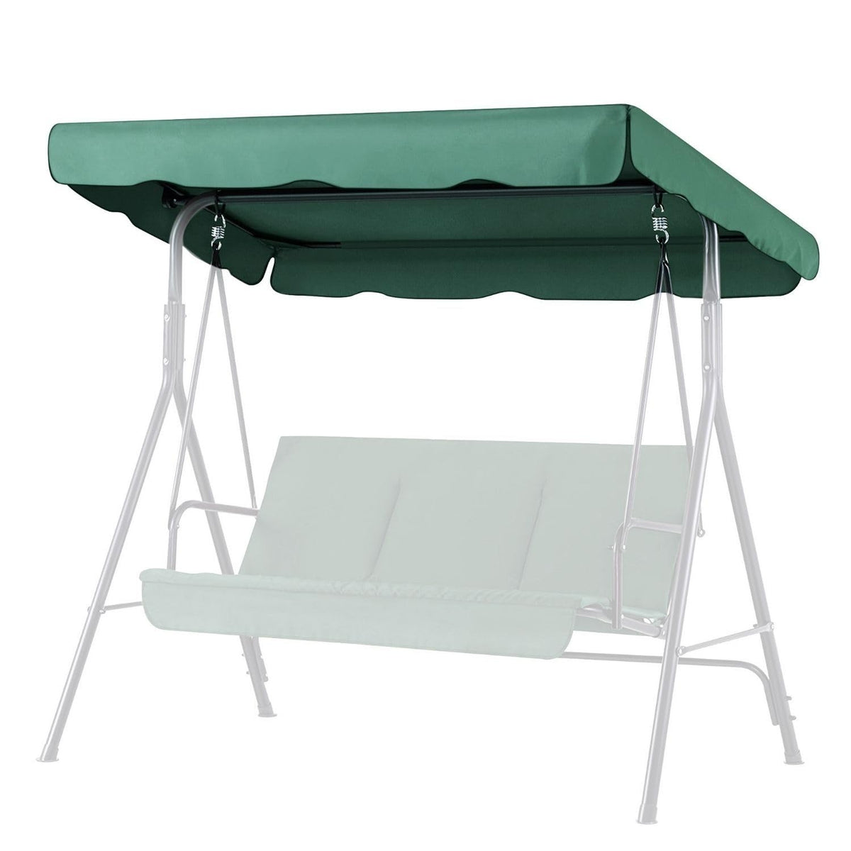 Flexzion front view of green 77x43 canopy showing full coverage and renewed appearance