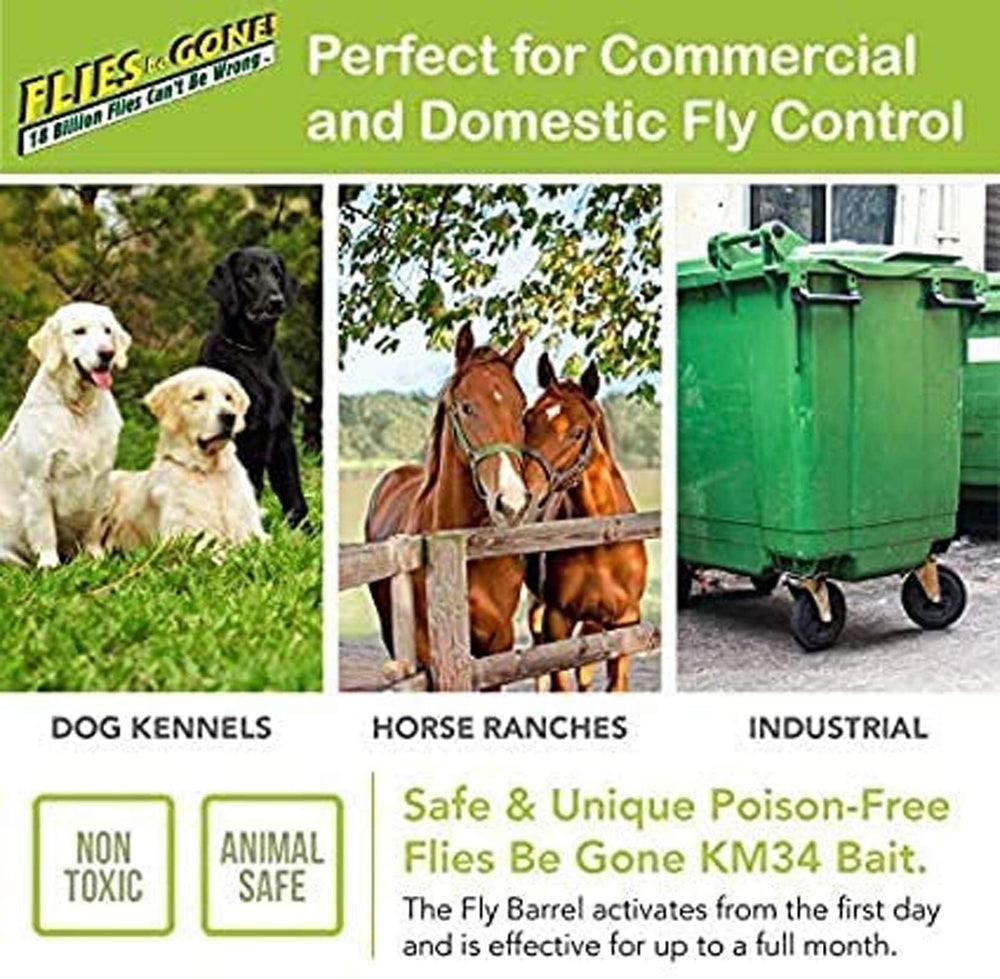Flies Be Gone trap hung on a patio providing cleaner outdoor dining