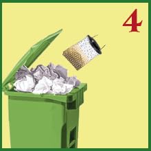 Flies Be Gone being discarded responsibly after use for hygienic cleanup