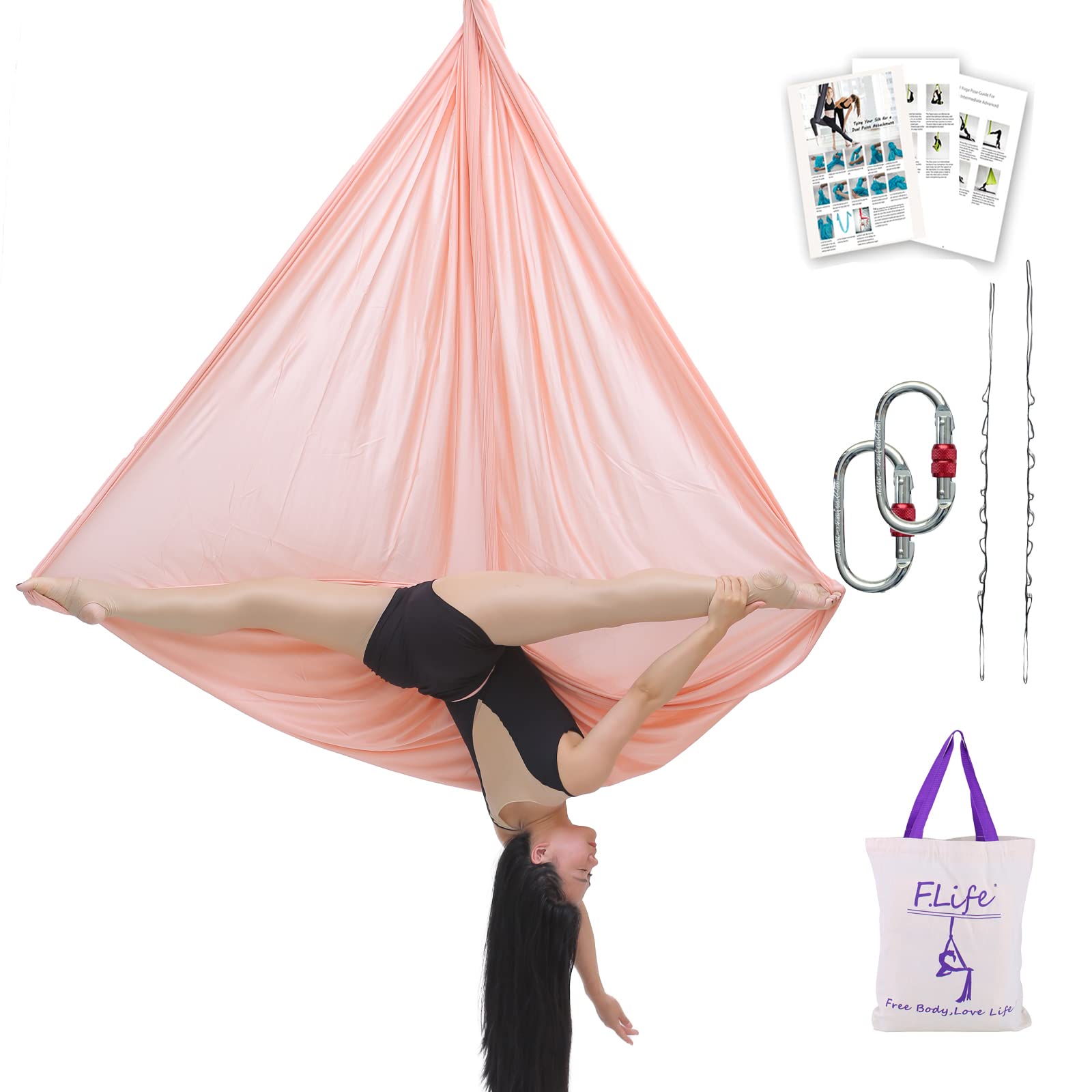 F.Life hammock front packaging showing included hardware and bag for convenient setup