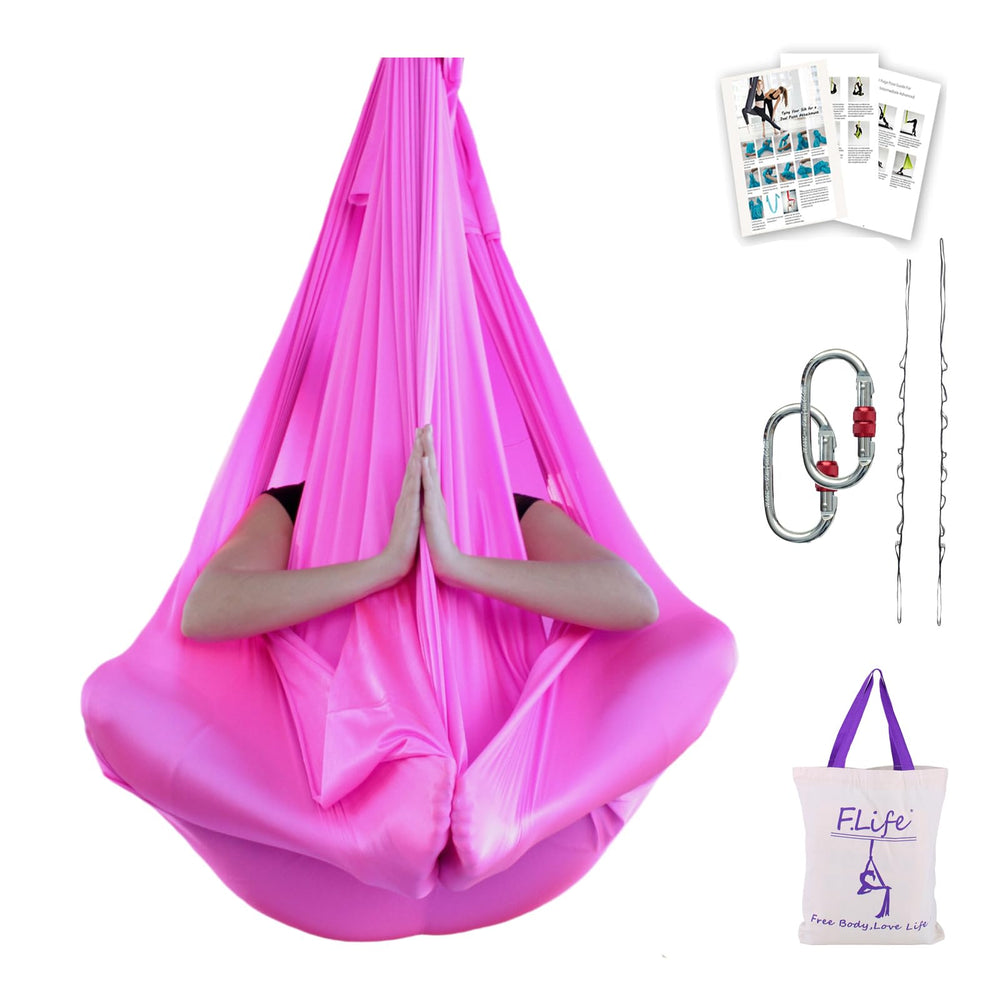 F.Life hammock front packaging showing bundled silk swing and carry bag, convenient travel