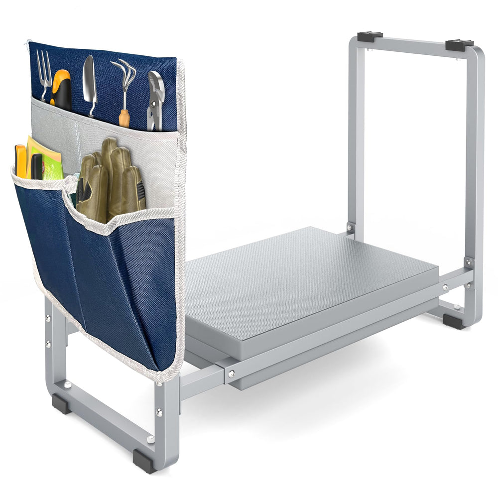 FLINTER front view unfolded showing wide cushion and sturdy arms for comfortable gardening