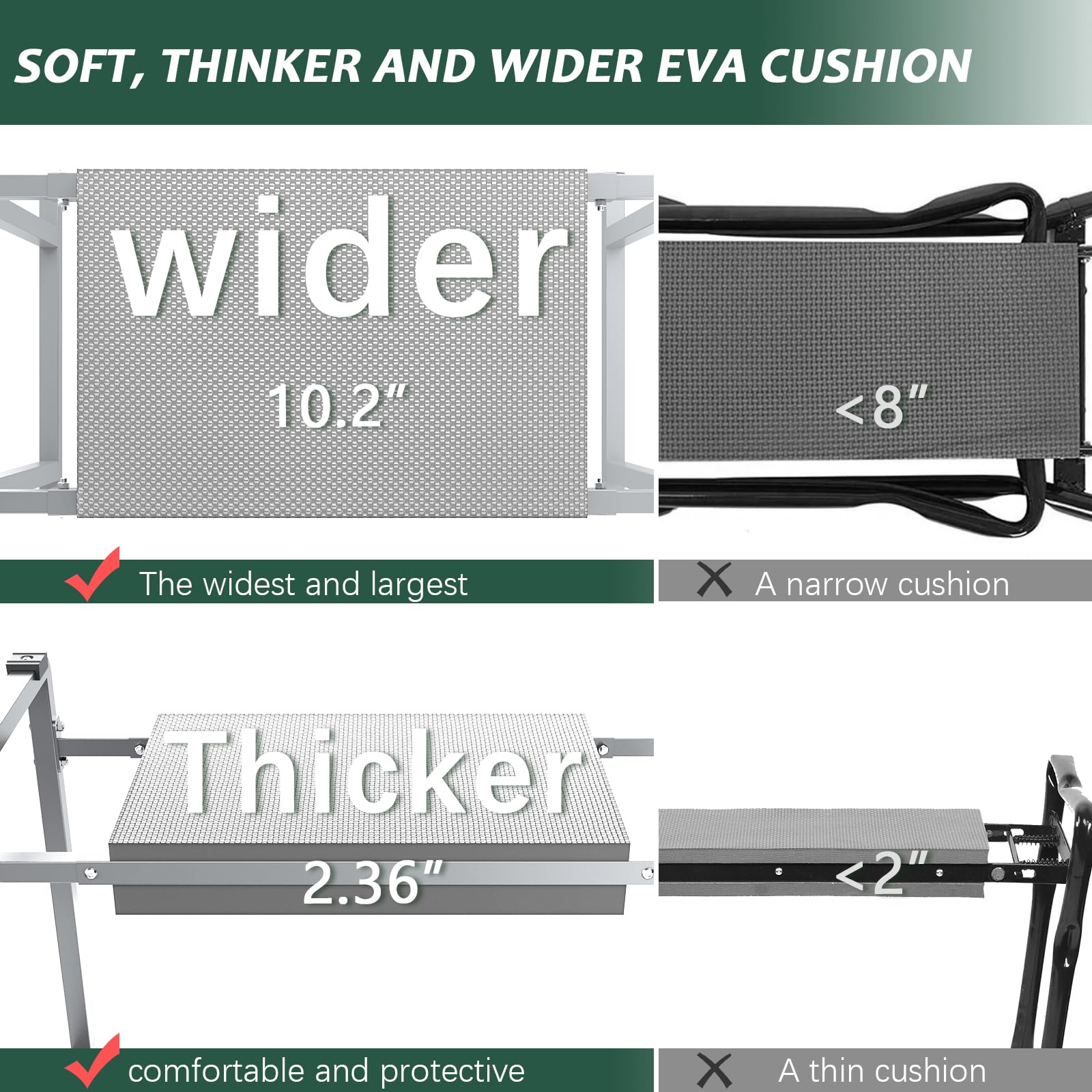 FLINTER in-use kneeling scene showing reduced strain while weeding outdoors