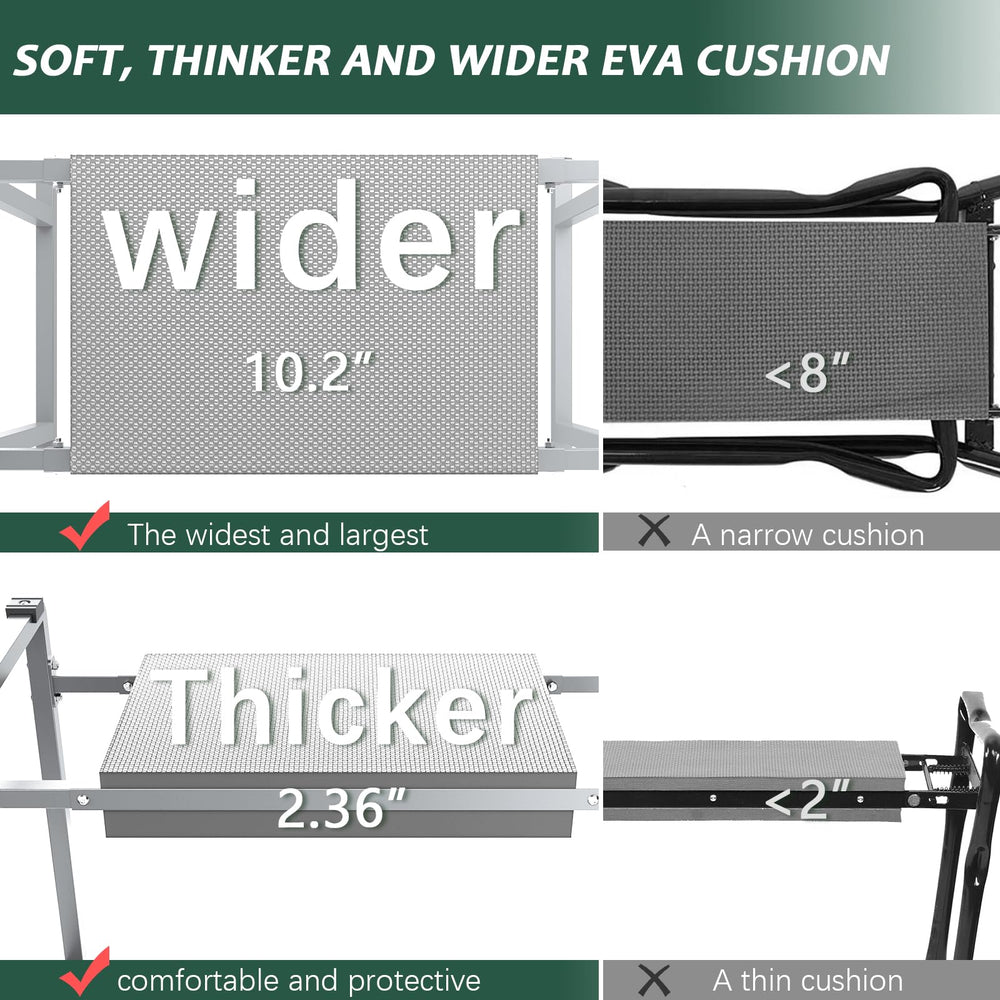 FLINTER in-use kneeling scene showing reduced strain while weeding outdoors