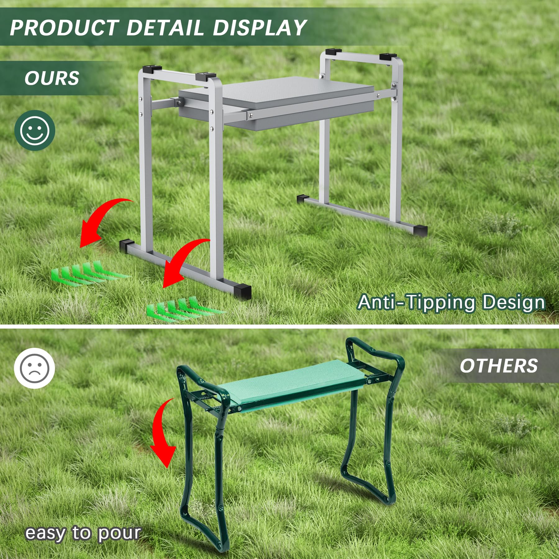 FLINTER side profile highlighting handle and reinforced legs for support