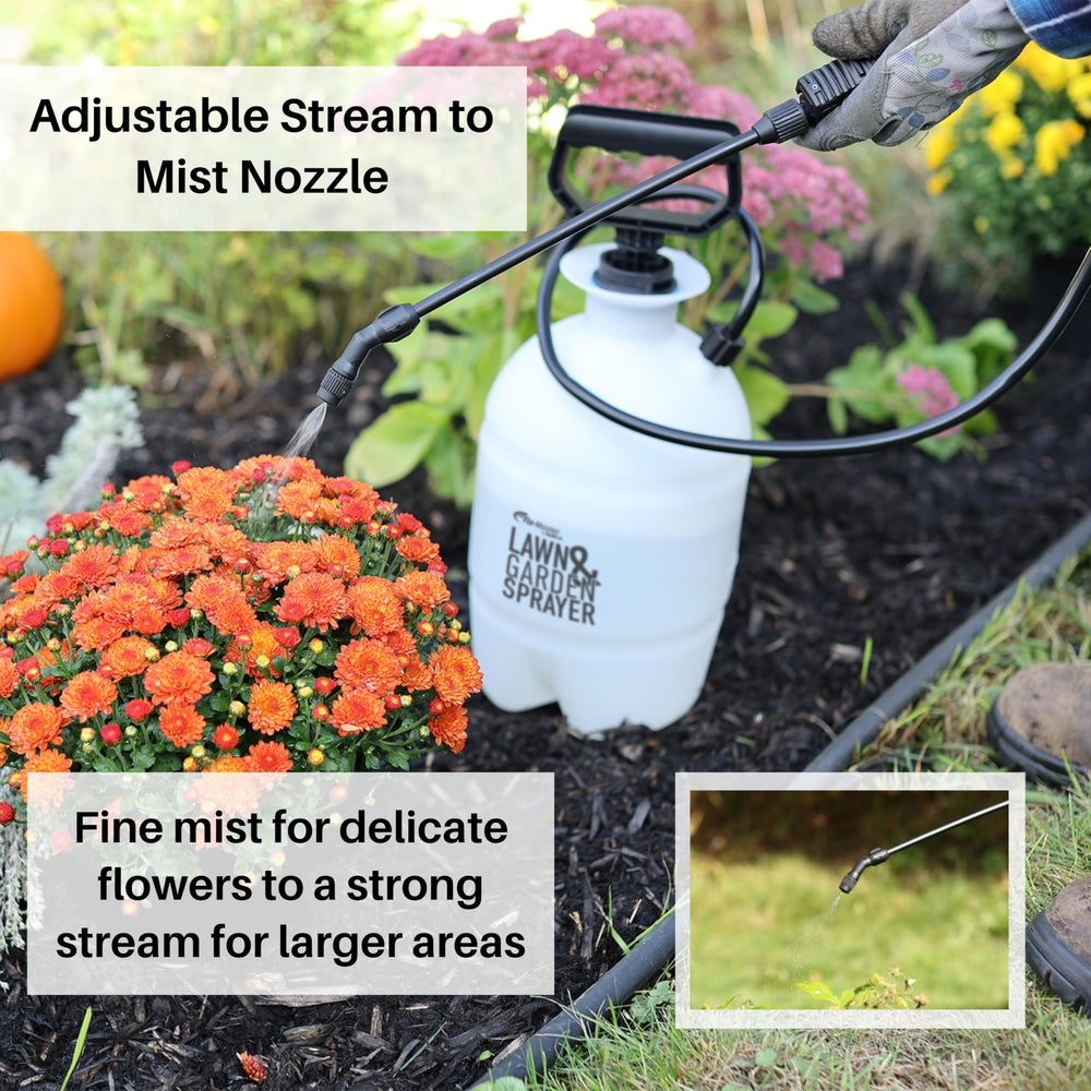 Flo-Master wide funnel top for no-mess quick refills and pouring control
