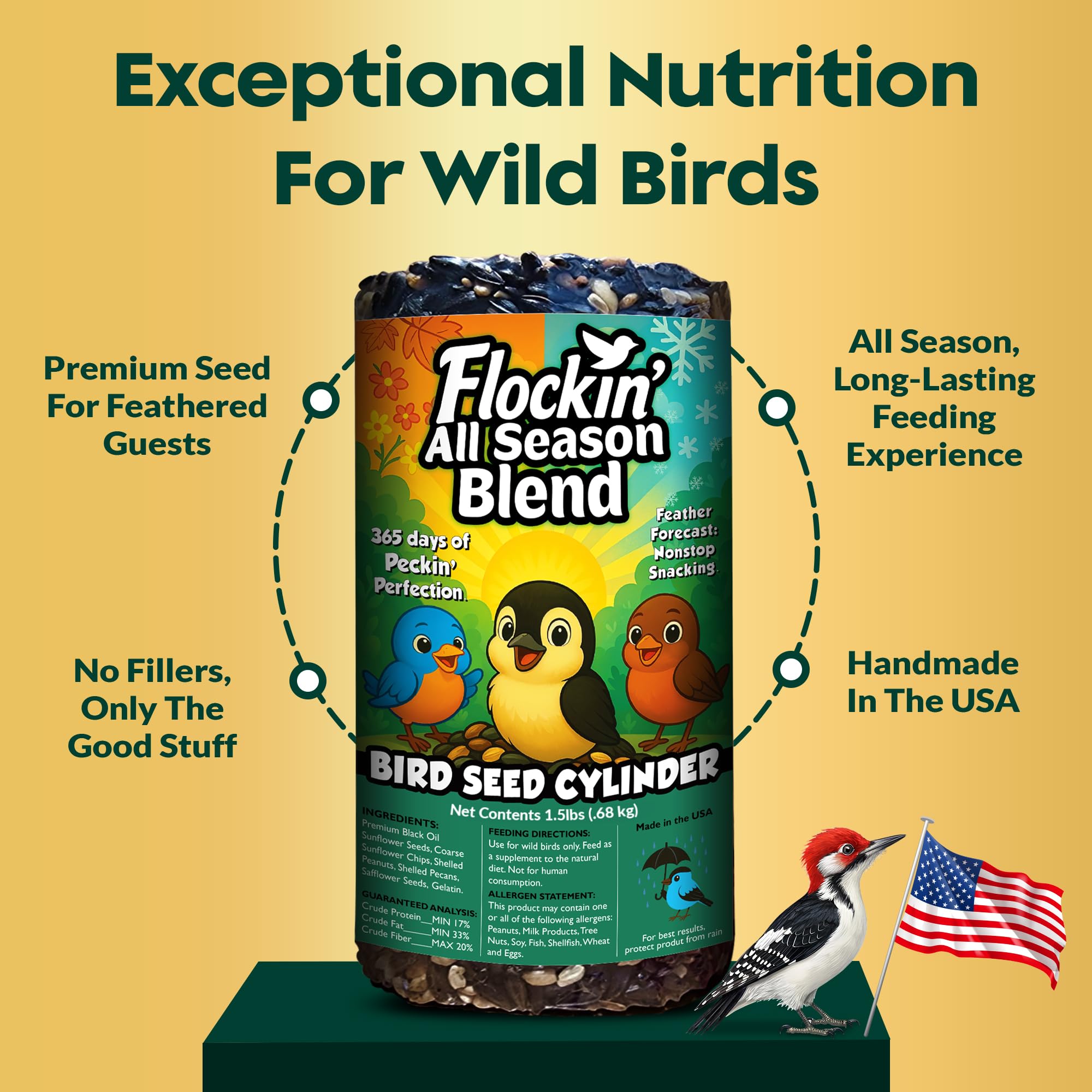 Flockin' cylinder mounted on rod feeder demonstrating secure fit and stability