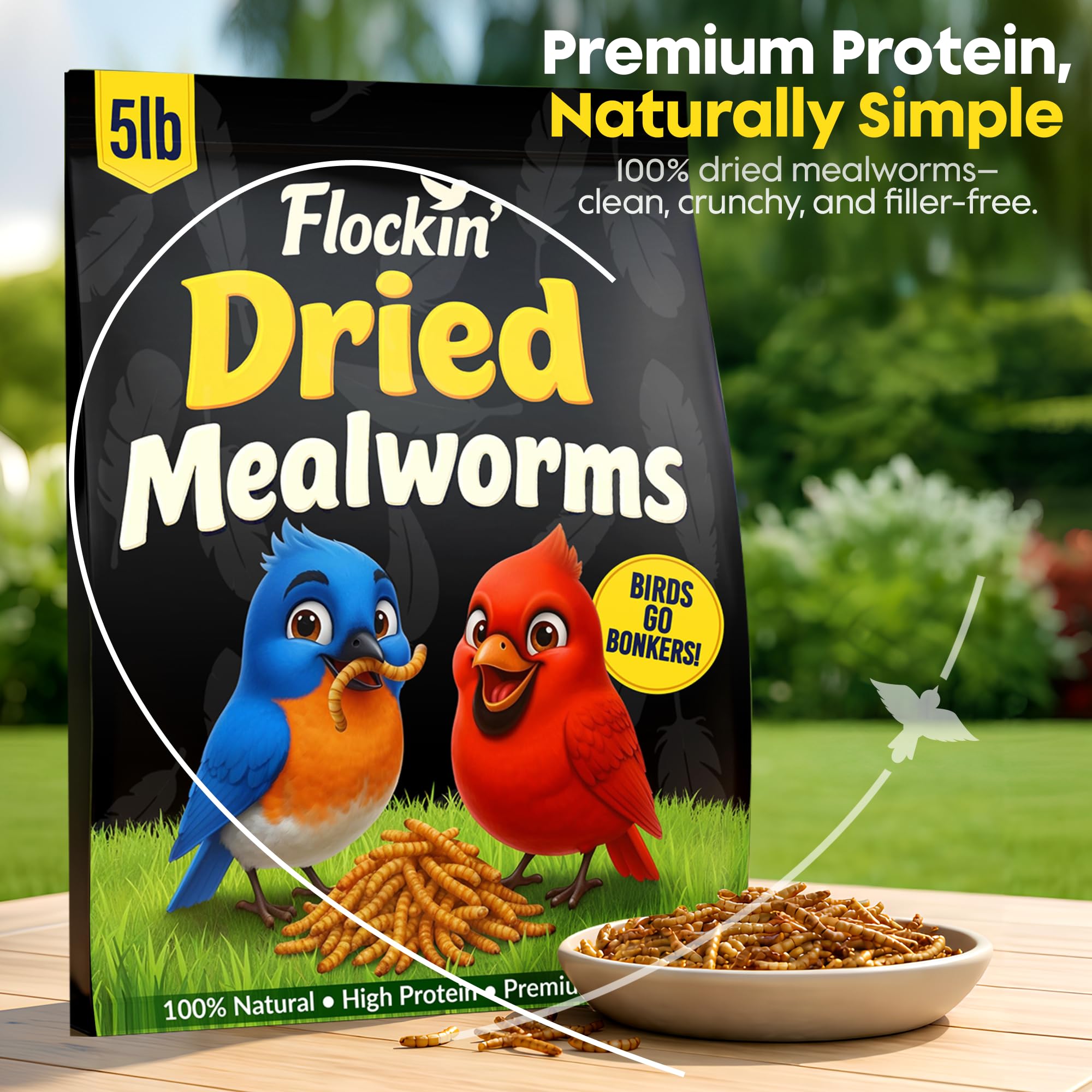 Flockin' size comparison of mealworms beside a coin for scale