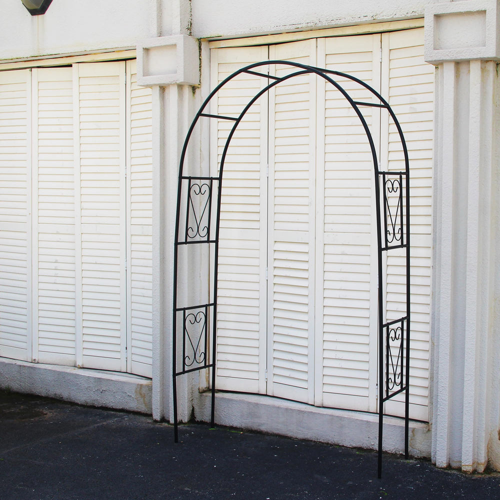Flohover arch next to person for scale clarifying 7 ft height advantage