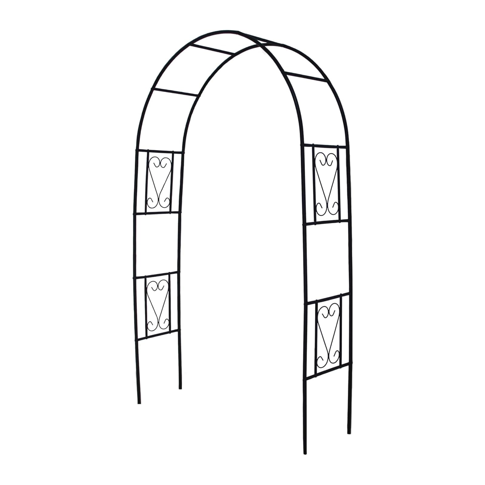 Flohover front view of iron arbor showing elegant entrance and durable frame