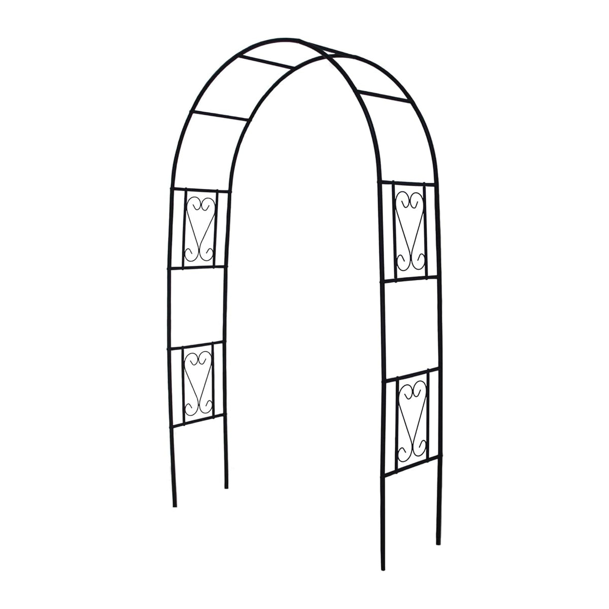 Flohover front view of iron arbor showing elegant entrance and durable frame