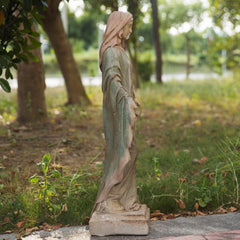 Flooreal Virgin Mary hands detail showing prayerful gesture and fine paintwork