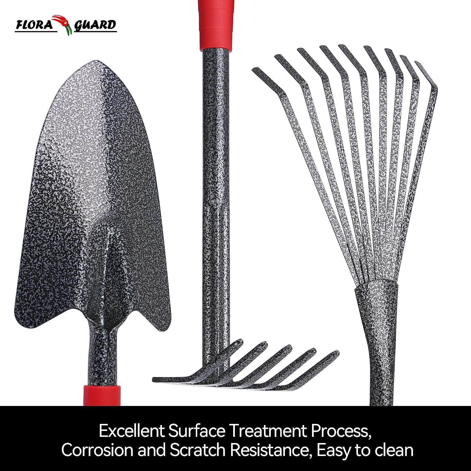 FLORA GUARD ergonomic handle detail showing non-slip grip for comfort
