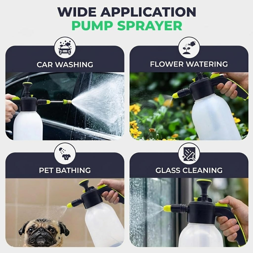 Flora sprayer beside a watering can to show size and portable capacity benefit