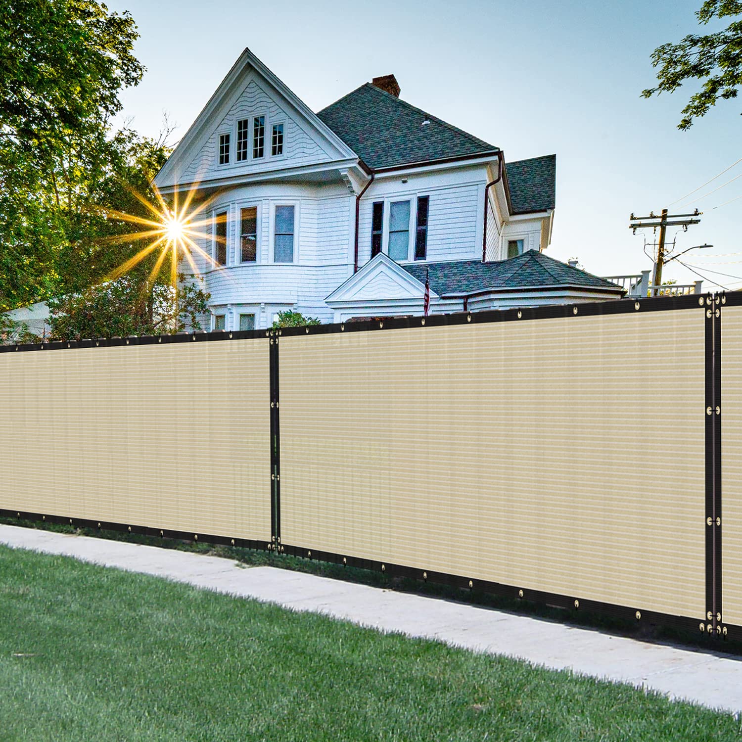 FLORALEAF privacy screen around pool creating sheltered yard comfort benefit