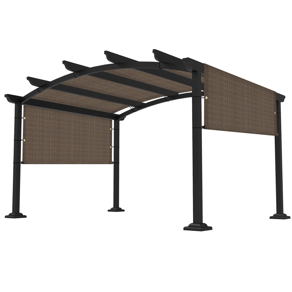 FLORALEAF pergola cover front view showing full canopy and sun protection benefit
