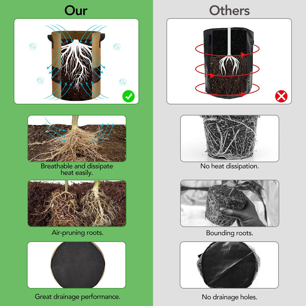 Florelf grow bag on a patio with tomato plant illustrating space-saving container gardening