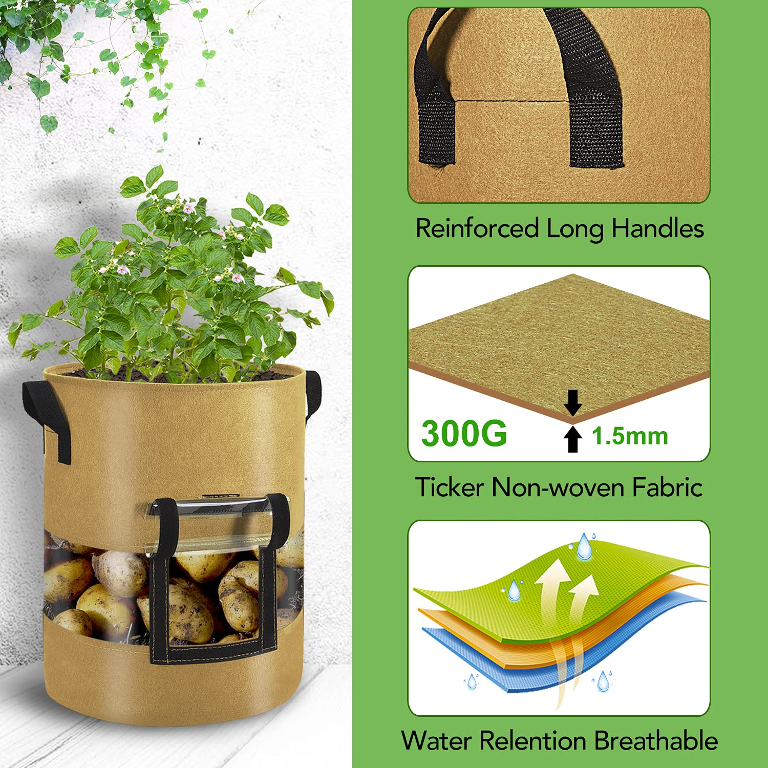 Florelf bag beside a ruler showing 10-gallon scale for planning garden layout