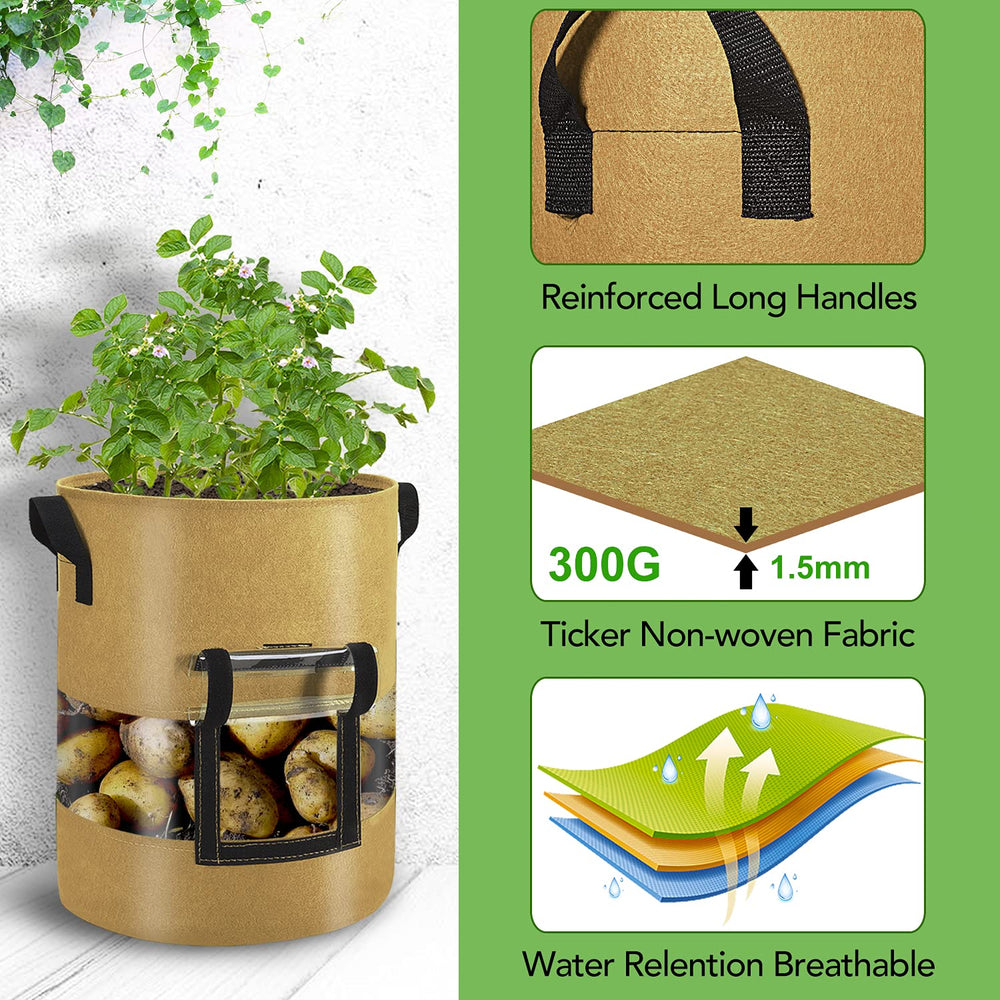 Florelf bag beside a ruler showing 10-gallon scale for planning garden layout