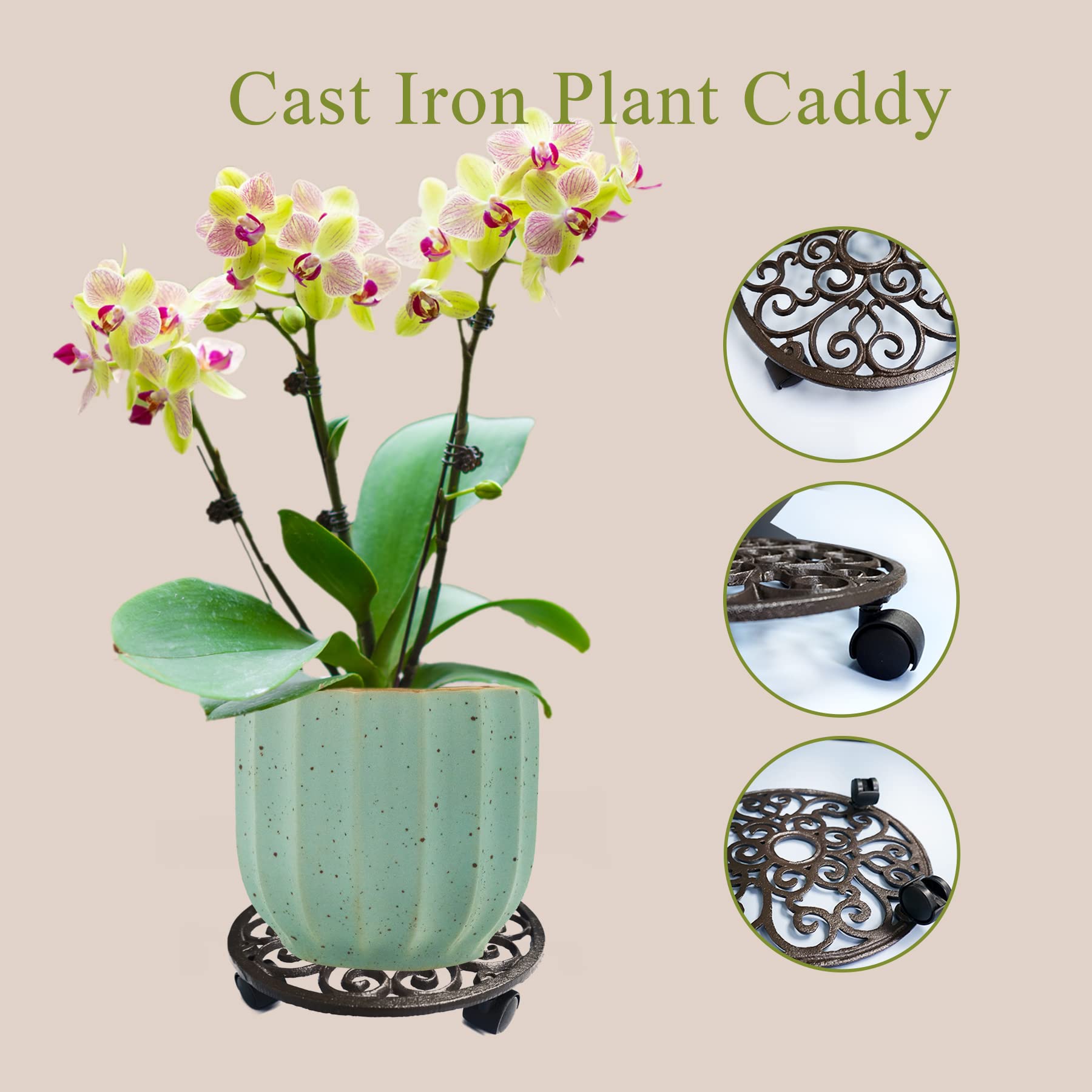 FLORWOD dolly under planter on balcony showing effortless mobility and safer repositioning
