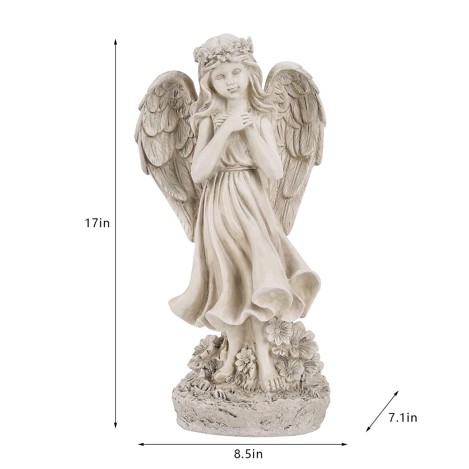 Floryden angel next to shoe for scale showing compact size benefit