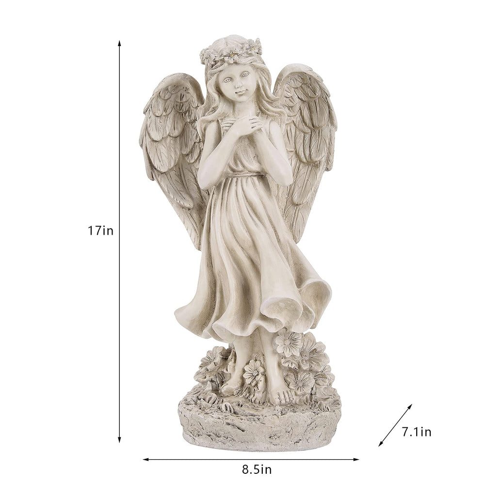 Floryden angel next to shoe for scale showing compact size benefit