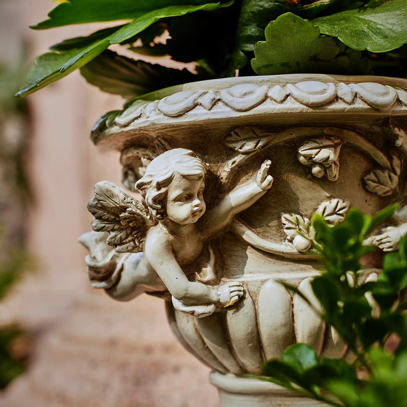 Floryden cherub planter top opening view showing pot rim and planting space