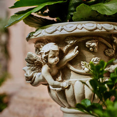 Floryden cherub planter top opening view showing pot rim and planting space