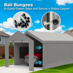 FLOUREE metal eyelet and bungee detail for fast secure installation