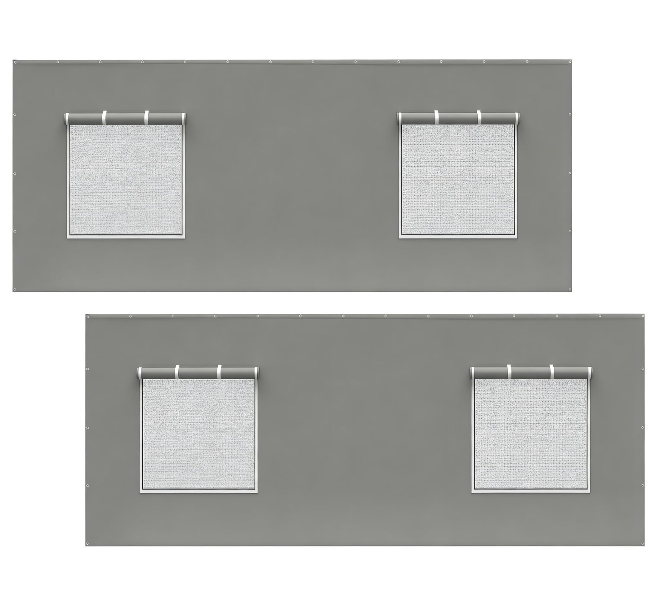 FLOUREE front view of two grey sidewalls showing full coverage and neat fit