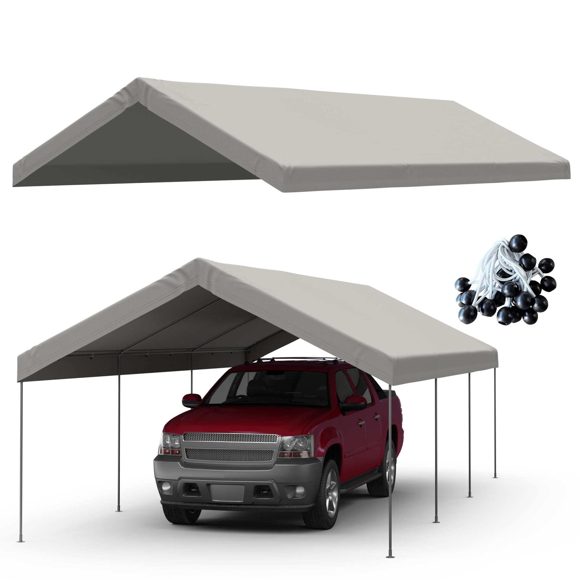 FLOUREE front view of grey canopy top showing full coverage and protection