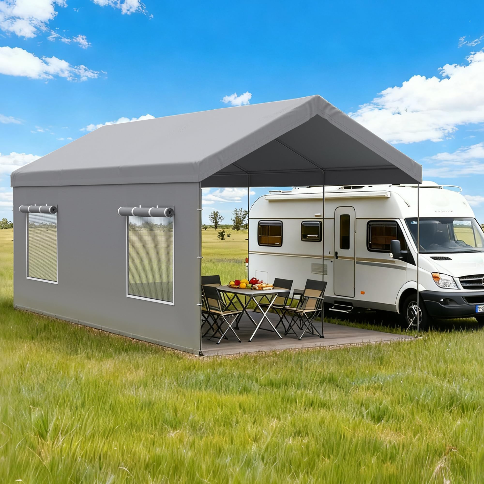 FLOUREE lifestyle image of a parked car under canopy highlighting protection