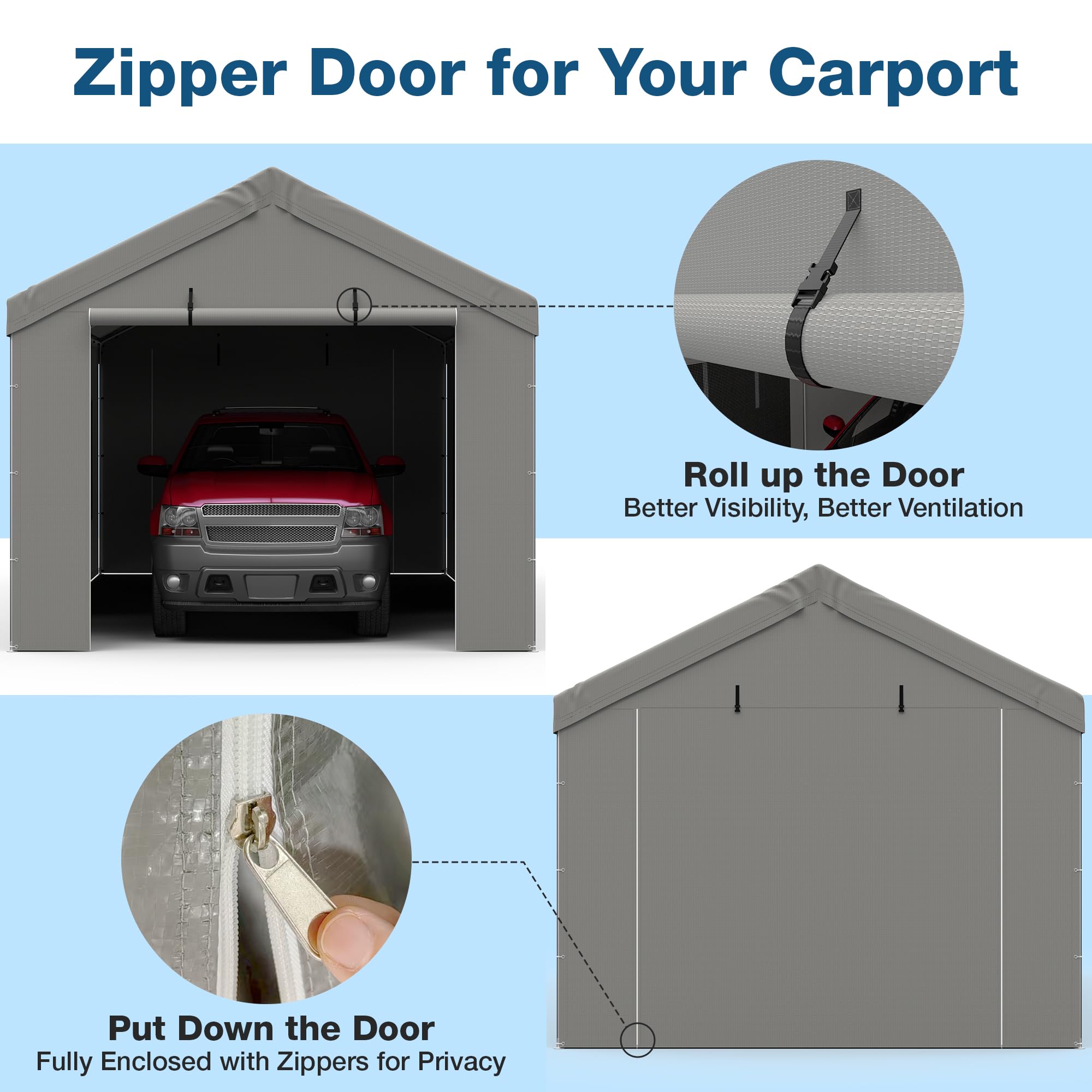 FLOUREE rolled-up door in use providing clear vehicle access and convenience
