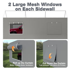 FLOUREE zippered roll-up window detail showing ventilation and easy use