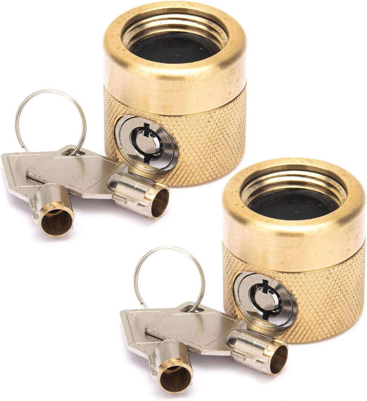 Flow Security Systems faucet lock front view showing solid brass durability