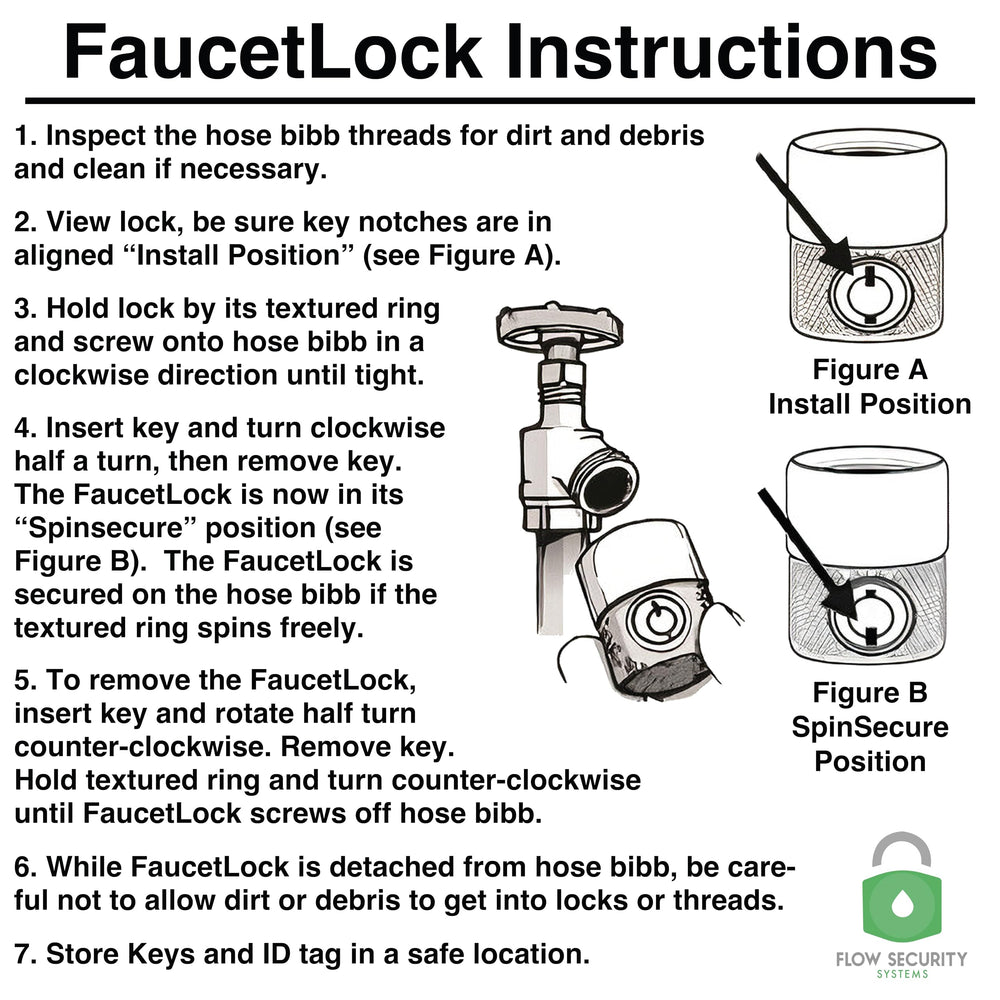 Flow Security Systems FaucetLock on garden spigot preventing unauthorized use