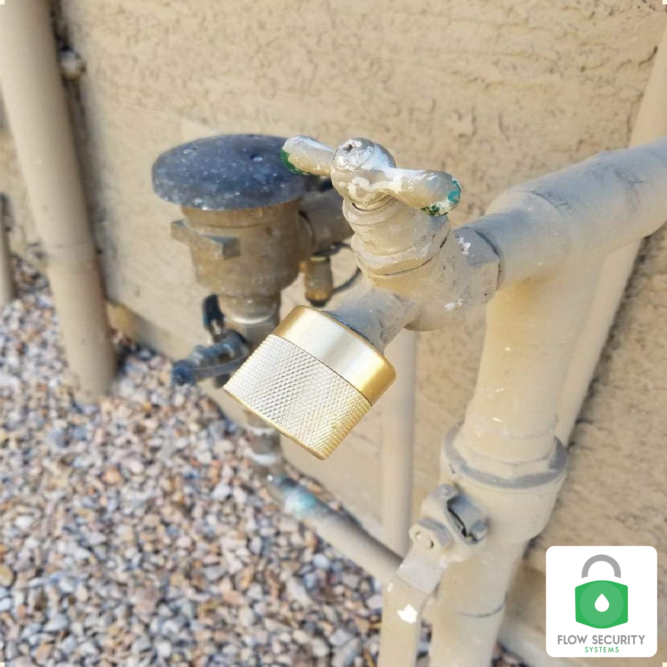 Flow Security Systems lock held in hand for scale and easy installation