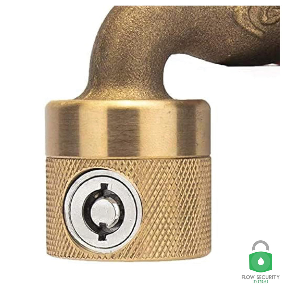 Flow Security Systems lock exposed to rain demonstrating weather resistance