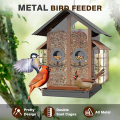 FlowaFoli dual suet cages holding suet and attracting insect-eating birds