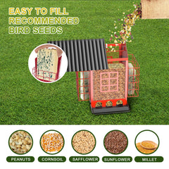 FlowaFoli seed window displaying large 3.7 lb capacity for fewer refills