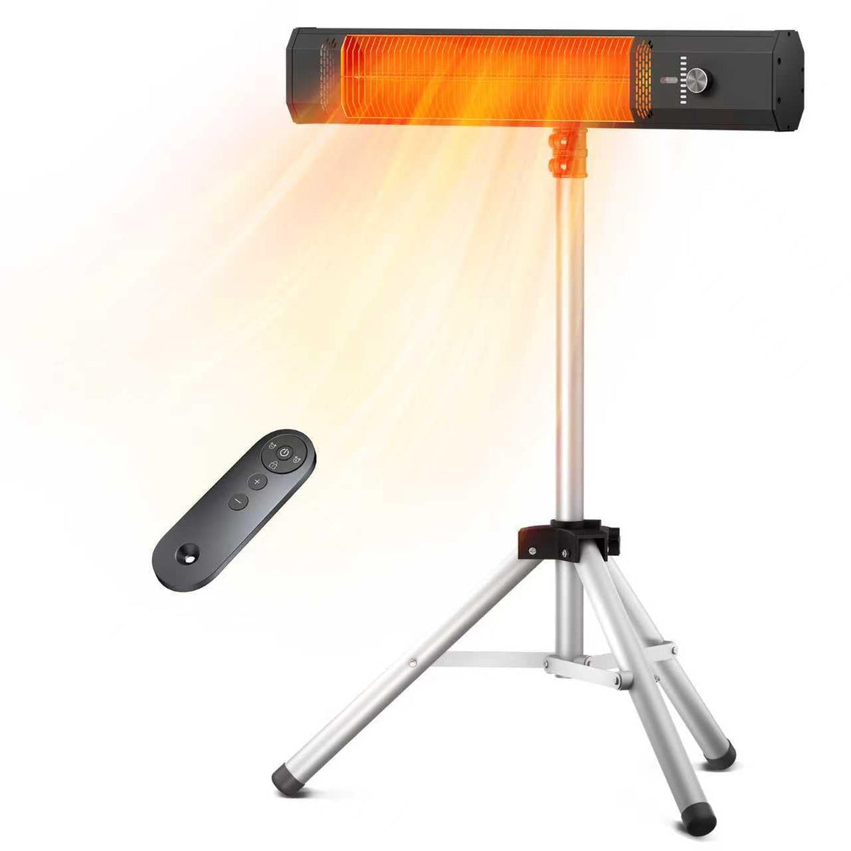 FLOWBREEZE front view showing compact heater and controls, highlights space-saving benefit